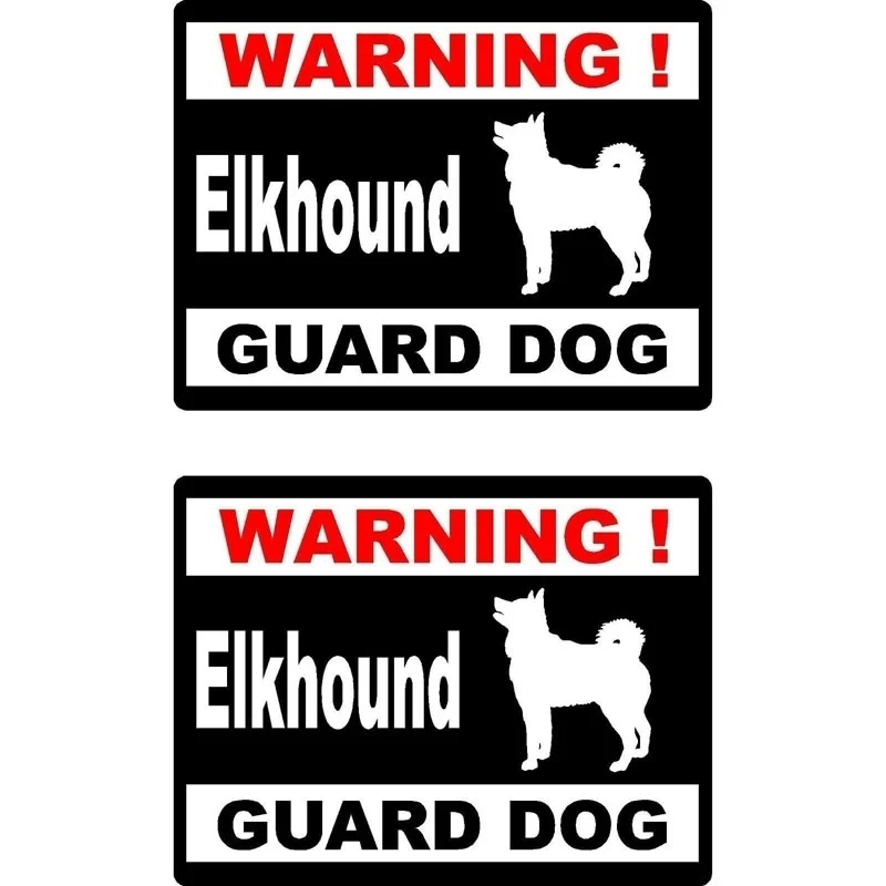 15*11.5cm 2x Cartoon WARNING Elkhound Guard Dog Fun Retro-reflective Car Window Sticker Decals C1-8167 | Автомобили и мотоциклы