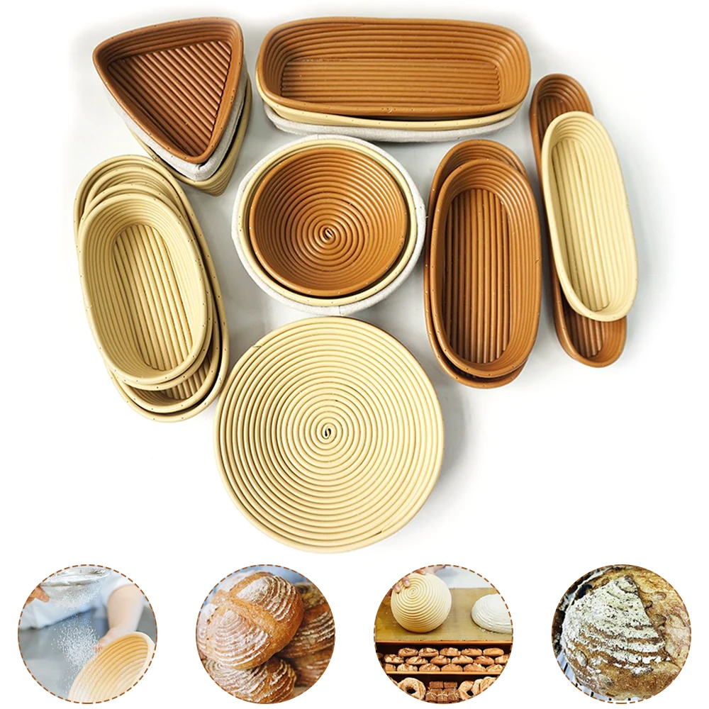 Round Bread Fermentation Basket Natural Rattan For Rising Dough Or Decoration Baking Pastry Tool With Cover Cloth | Дом и сад