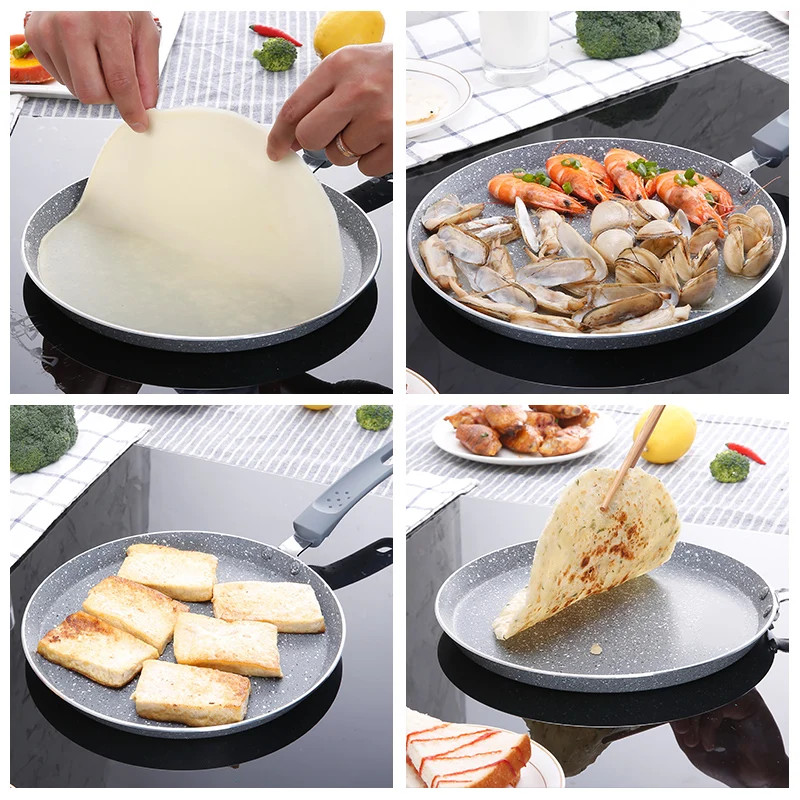 

Smoke-free Stone Layer Fry Pan Non Stick Skillet Omelet Pan Al-Mn Alloy Bottom Cooking Pan 18cm 22cm 26CM 10 Inch