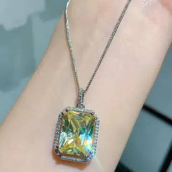 Created big Citrine AAA+ Yellow zircon pink stone Pendant necklace silver 925 color chaine argent party jewelry accessoire femme 
Created big Citrine AAA+ Yellow zircon pink stone Pendant necklace silver 925 color chaine argent party jewelry accessoire femme