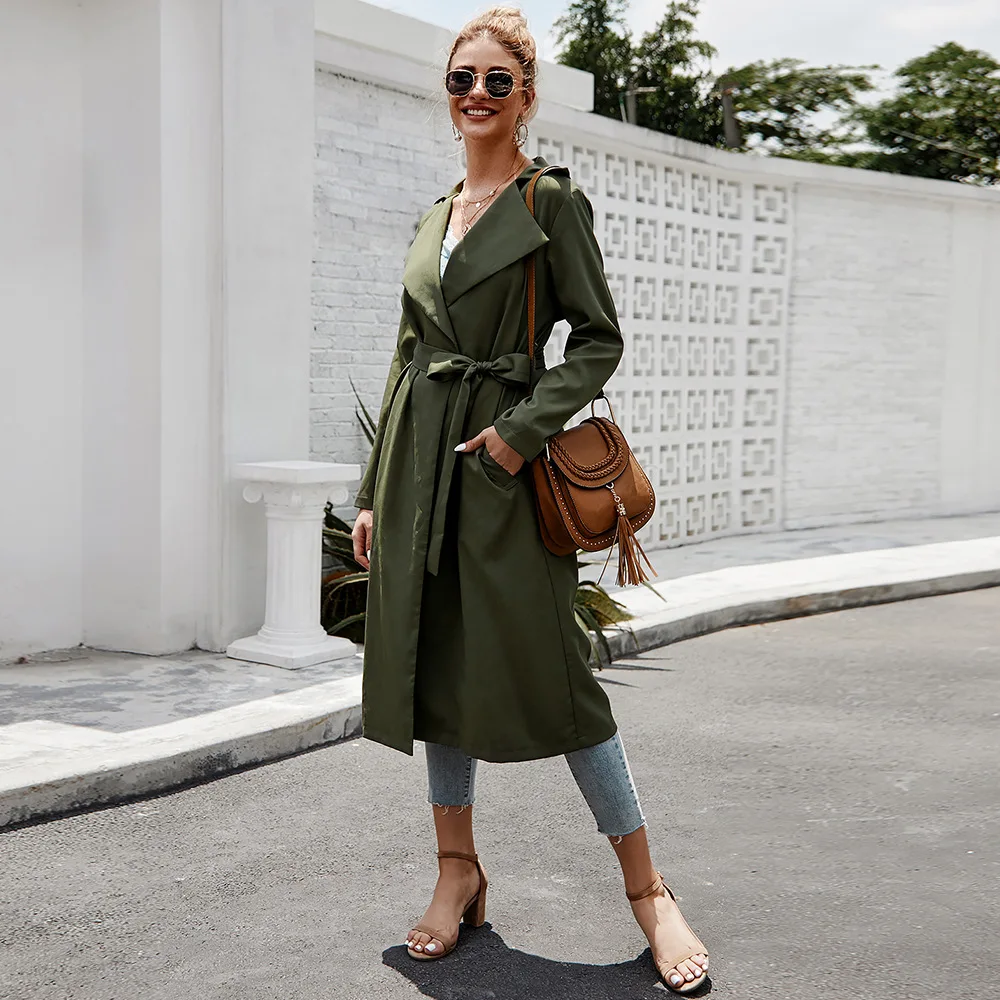 Women Fashion Elegant Midi Green Trench Coat with Sashes 2019 Fall Season New Arrivals Female Apparels
Women Fashion Elegant Midi Green Trench Coat with Sashes 2019 Fall Season New Arrivals Female Apparels