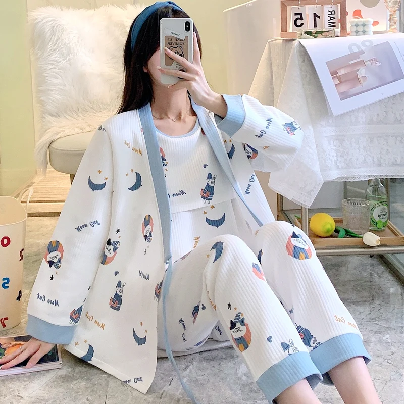 Pregnant Women Winter Cotton Pajamas Suits Three-piece Clothes Set Fashion Printing Maternity Breastfeeding Sleepwear Wholesale
Pregnant Women Winter Cotton Pajamas Suits Three-piece Clothes Set Fashion Printing Maternity Breastfeeding Sleepwear Wholesale