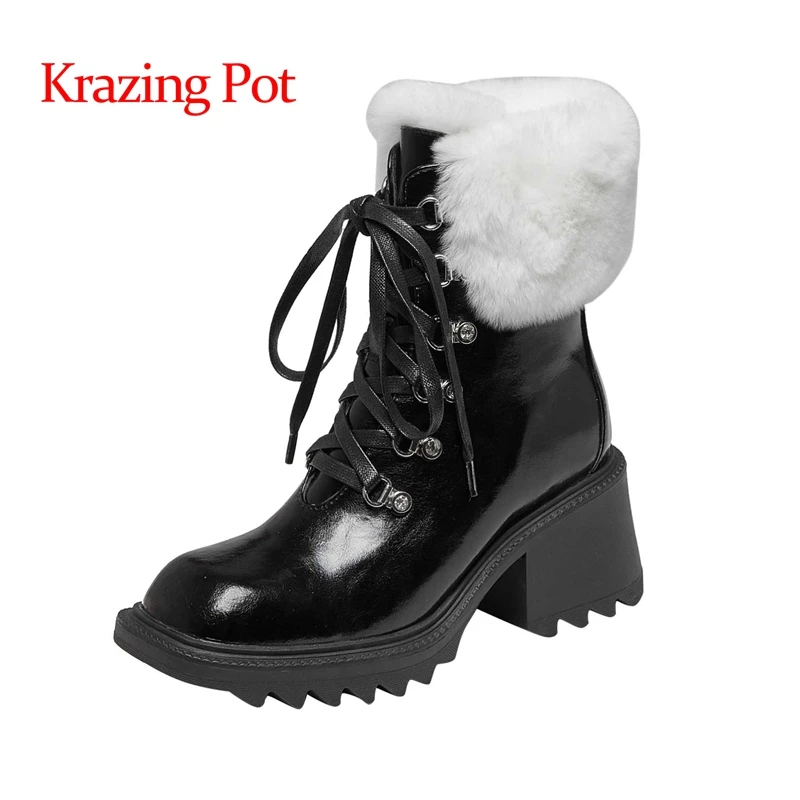 Krazing Pot Ins Cow Split Leather Round Toe High Heels Snow Boots Winter Keep Warm Beauty Lady Street Wear Fashion Ankle Boots
Krazing Pot Ins Cow Split Leather Round Toe High Heels Snow Boots Winter Keep Warm Beauty Lady Street Wear Fashion Ankle Boots