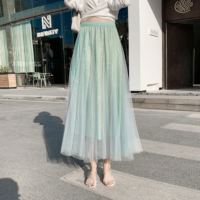 Shiny silk-lined midi tulle skirts Women's fashion skirt faldas mujer moda 2020 jupe femme long pleated saias midi maxi spodnica
Shiny silk-lined midi tulle skirts Women's fashion skirt faldas mujer moda 2020 jupe femme long pleated saias midi maxi spodnica