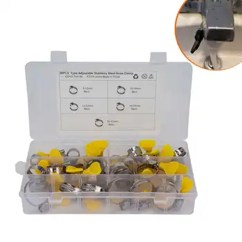 36 Pcs/Box Key Type Hose Clamp Plastic Handle Stainless Steel Natural Gas Pipe Hose Clamp Tie Home Tool Parts Accessories
36 Pcs/Box Key Type Hose Clamp Plastic Handle Stainless Steel Natural Gas Pipe Hose Clamp Tie Home Tool Parts Accessories