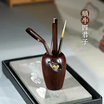 TaoYuan 】 yixing pure manual recommended four gentleman a pot of tea with ebony tea ceremony snail suit
TaoYuan 】 yixing pure manual recommended four gentleman a pot of tea with ebony tea ceremony snail suit