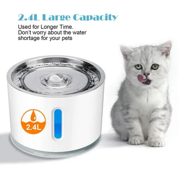 2.4L Automtaic Cat Water Fountain Drinking USB Charge Pet Water Dispenser with LED Light View Window Quite Cats Water Feeder
2.4L Automtaic Cat Water Fountain Drinking USB Charge Pet Water Dispenser with LED Light View Window Quite Cats Water Feeder