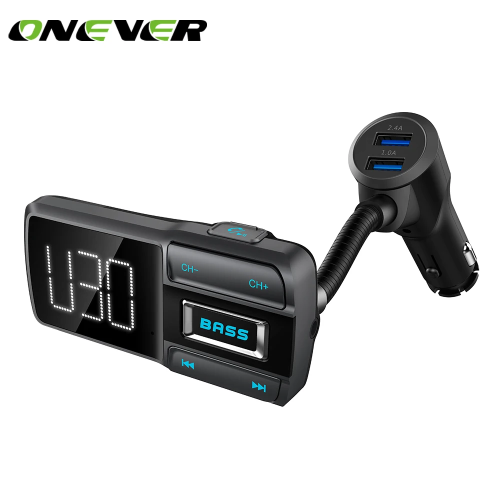 Onever Wireless Bluetooth Car Kit FM Transmitter Modulator Car Mp3 Music Stereo Player with Bass Button Big LED Display
Onever Wireless Bluetooth Car Kit FM Transmitter Modulator Car Mp3 Music Stereo Player with Bass Button Big LED Display