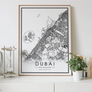 

DUBAI city map Digital download black and white print of United arab emirates poster wall art decor artwork printable gifts