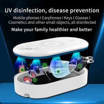 UV Cell Phone Disinfection Function And Wireless Charger UV-Box Sanitizing Box For Mask For Phone/toothbrush Disinfection Box
UV Cell Phone Disinfection Function And Wireless Charger UV-Box Sanitizing Box For Mask For Phone/toothbrush Disinfection Box