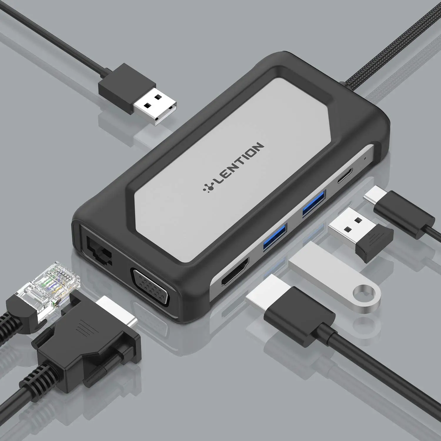 USB C Hub with 4K HDMI, VGA, USB 3.0, RJ45, Type C Charging Adapter for MacBook Pro (Thunderbolt 3), 2018 2019 2020 Mac Air
USB C Hub with 4K HDMI, VGA, USB 3.0, RJ45, Type C Charging Adapter for MacBook Pro (Thunderbolt 3), 2018 2019 2020 Mac Air