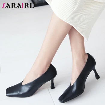 SARAIRIS New Ladies High Thin Heels Dress Pumps Spring Genuine Leather Ol Pumps Women Brand Square Toe Office Shoes Woman
SARAIRIS New Ladies High Thin Heels Dress Pumps Spring Genuine Leather Ol Pumps Women Brand Square Toe Office Shoes Woman