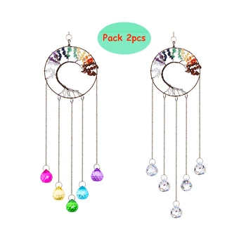 H&D 2pcs Chakra Tree of Life Crystal Wind Chime Ornament Rainbow Maker Window Hanging Sun Catchers for Indoor Outdoor Decoration
H&D 2pcs Chakra Tree of Life Crystal Wind Chime Ornament Rainbow Maker Window Hanging Sun Catchers for Indoor Outdoor Decoration