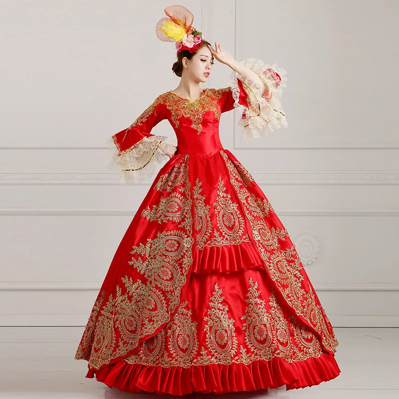 18th European Court Marie Antoinette Royall Women Long Evening Gown Dress Applique Party Elegant Prom Gothic Period Outfits
18th European Court Marie Antoinette Royall Women Long Evening Gown Dress Applique Party Elegant Prom Gothic Period Outfits