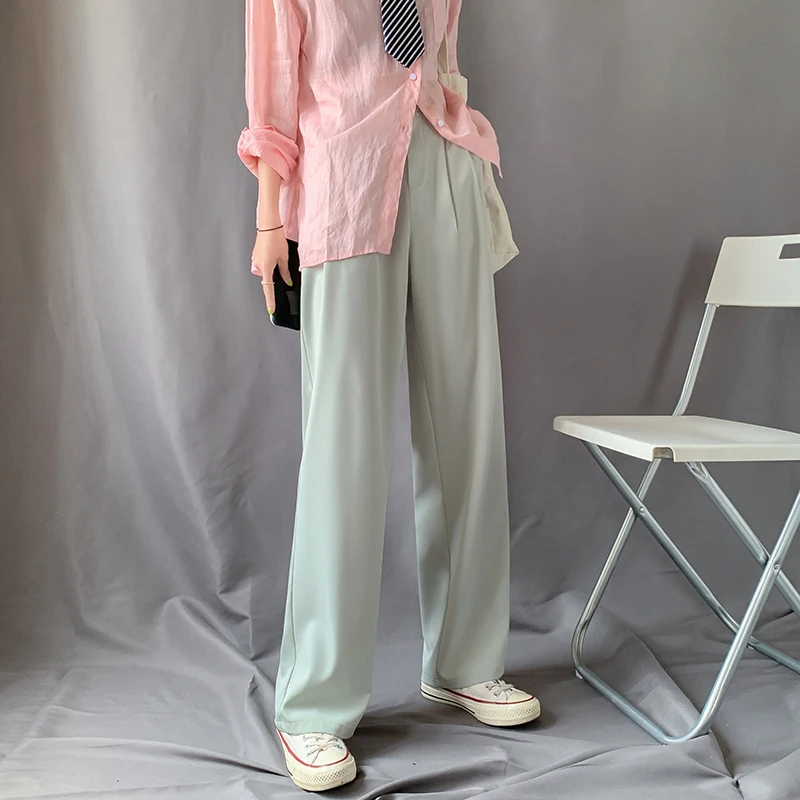 Make little wide-legged trousers drape female summer thin section of tall waist mop pants show high straight purple dress pants
Make little wide-legged trousers drape female summer thin section of tall waist mop pants show high straight purple dress pants