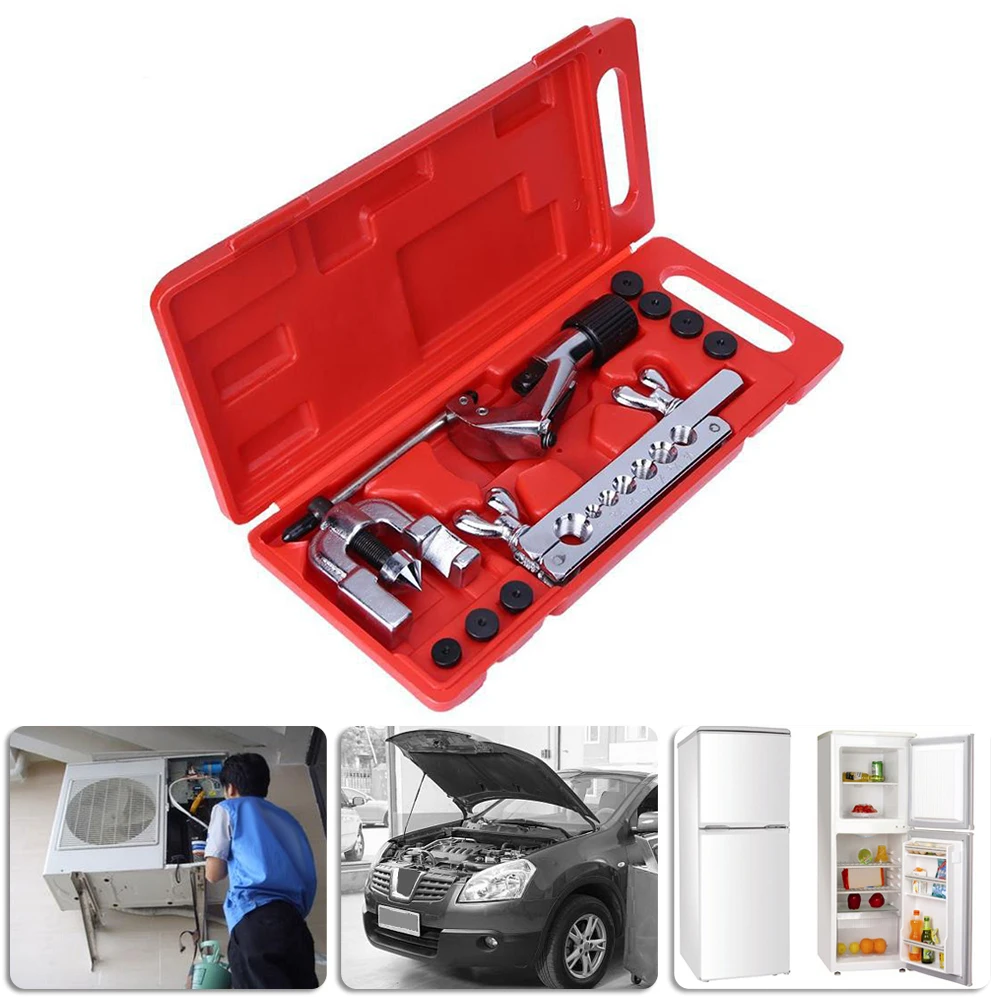 Metal Fuel Pipe Repair Double Flaring Dies Cutter Tool Kit Cutting Flaring Tools for Refrigeration Maintenance Car Repair Tools
Metal Fuel Pipe Repair Double Flaring Dies Cutter Tool Kit Cutting Flaring Tools for Refrigeration Maintenance Car Repair Tools