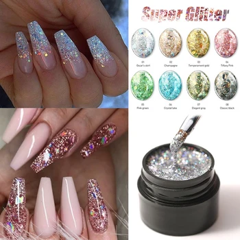 Holographic Glitter Nail Gel UV LED Soak Off Gel Sequins Color Coat Long Lasting Nail Art Gel Polish Varnishes For Manicure Nail 
Holographic Glitter Nail Gel UV LED Soak Off Gel Sequins Color Coat Long Lasting Nail Art Gel Polish Varnishes For Manicure Nail