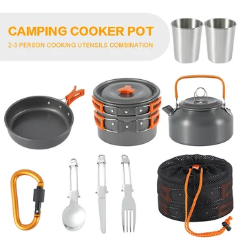 2-3 Person Outdoor Portable Camping Cookware Pots Frying Pan Kettle Camping Tableware Cooking Tool Travel Tableware Set
2-3 Person Outdoor Portable Camping Cookware Pots Frying Pan Kettle Camping Tableware Cooking Tool Travel Tableware Set