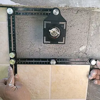 

Multi-Functional AdjustableTile Hole Locator Tool Masonry Glass Fixed Puncher Angle Measuring Ruler Tile Artifact Template 35ED