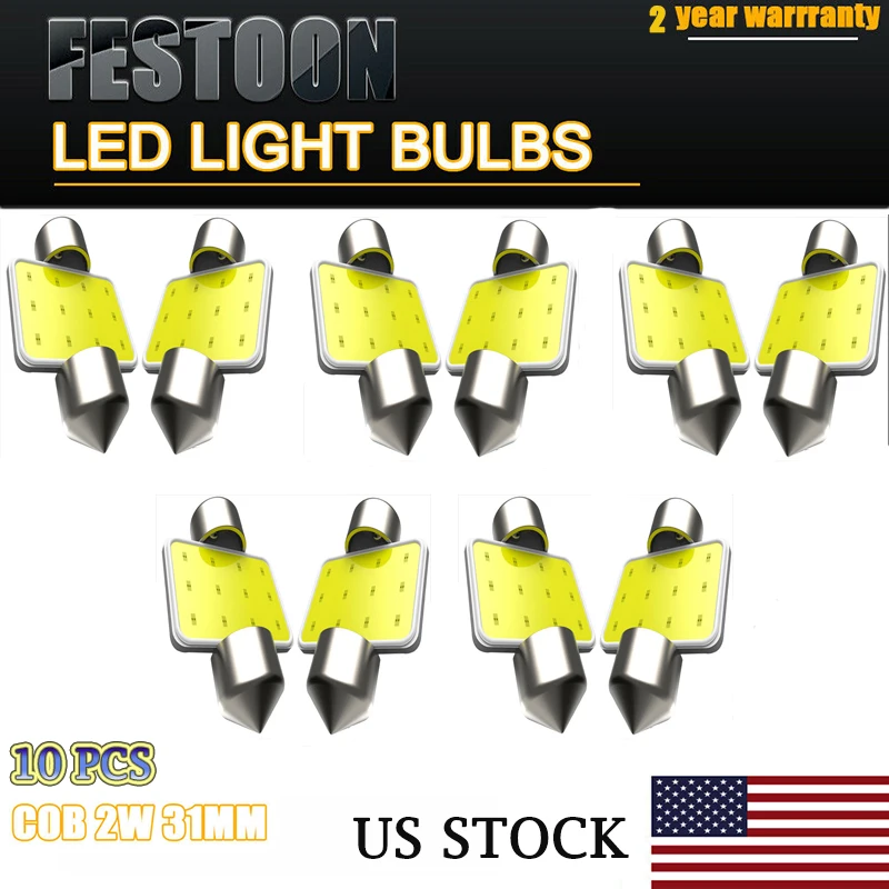 10PCS White 31MM COB LED Light 2W Festoon 6000k Interior Dome Map LED Light Universal Fit
10PCS White 31MM COB LED Light 2W Festoon 6000k Interior Dome Map LED Light Universal Fit