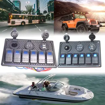 Waterproof IP68,6 Gang Rocker Switch Fuse Panels with Blue Light,Dual USB Charger Port,Blue-LED Voltmeter for RV Car Boat Marine
Waterproof IP68,6 Gang Rocker Switch Fuse Panels with Blue Light,Dual USB Charger Port,Blue-LED Voltmeter for RV Car Boat Marine