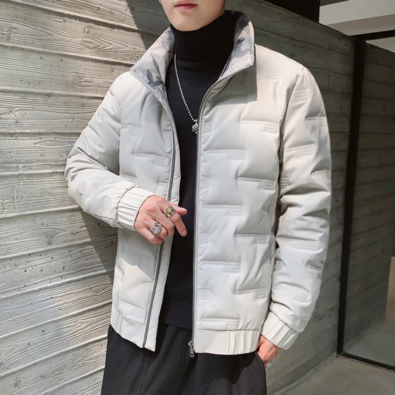 

2020 Korean Men Down Jacket Winter Short Mock Neck Warm Monclair Youth Fashion Trend Casual Men's Coat