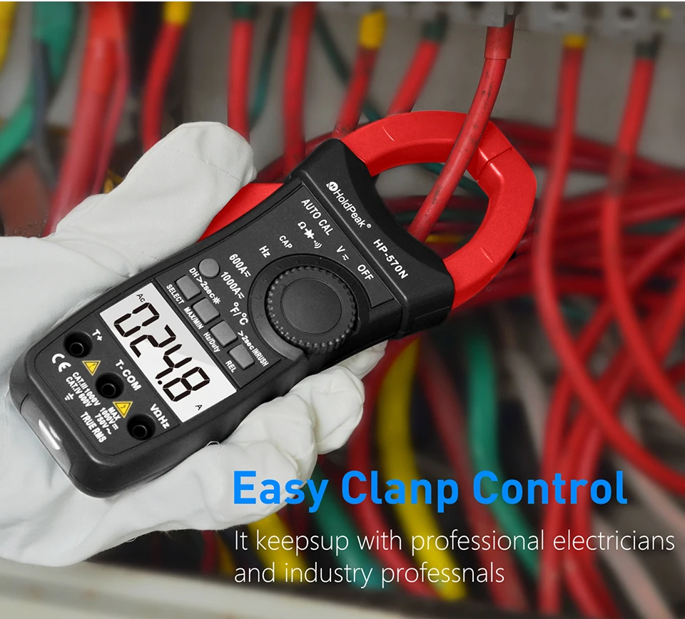HoldPeak Auto Range DC/AC Digital Clamp Meter Multimeter Pinza Amperimetrica Amperimetro Temperature/Frequency Backlight HP-570N
HoldPeak Auto Range DC/AC Digital Clamp Meter Multimeter Pinza Amperimetrica Amperimetro Temperature/Frequency Backlight HP-570N
