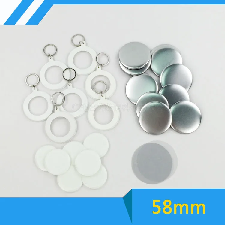 

Free Shipping 58mm 100 Sets KeyChain Badge Button Supply Materials for NEW Professional Badge Button Maker
