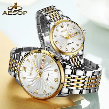 couple automatic mechanical wristwatch waterproof with double calendar luxury business casual style men and women's clock
couple automatic mechanical wristwatch waterproof with double calendar luxury business casual style men and women's clock