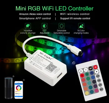 Mi Light Mini RGB / RGBW WiFi LED Controller DC 12~24V Amazon Alexa Voice Control APP IR Remote Control for 3528 5050 LED Strip
Mi Light Mini RGB / RGBW WiFi LED Controller DC 12~24V Amazon Alexa Voice Control APP IR Remote Control for 3528 5050 LED Strip