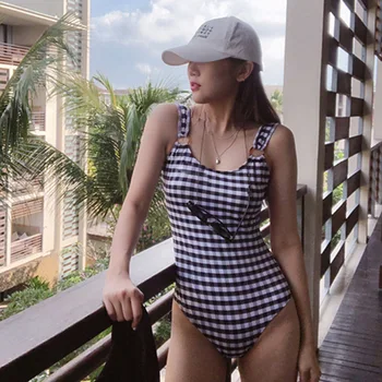 One Piece Swimsuit Swimwear Women Swimsuits 1 Bathers One-Piece Bikini Fei Plaid Backless Ancient Ins Polyester Sierra Surfer 
One Piece Swimsuit Swimwear Women Swimsuits 1 Bathers One-Piece Bikini Fei Plaid Backless Ancient Ins Polyester Sierra Surfer