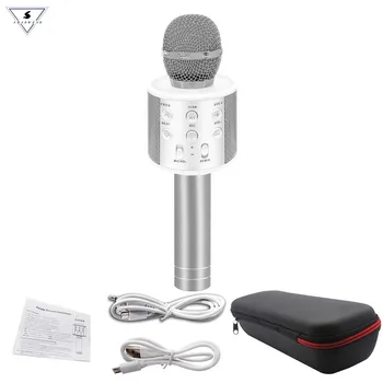 

Free shipping in Russia Wireless Bluetooth KTV HIFI Speaker Echo Mixer Condenser Mic Singing meeting Microphone Speaker PK WS858
