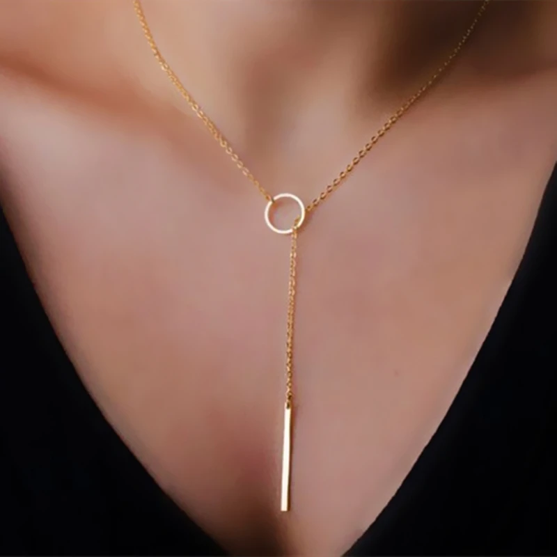 

New Women Fashion Gold Color 3 Layers Chain Necklace Hollow Out Triangle Long Pendant Necklaces Jewelry Free Shipping