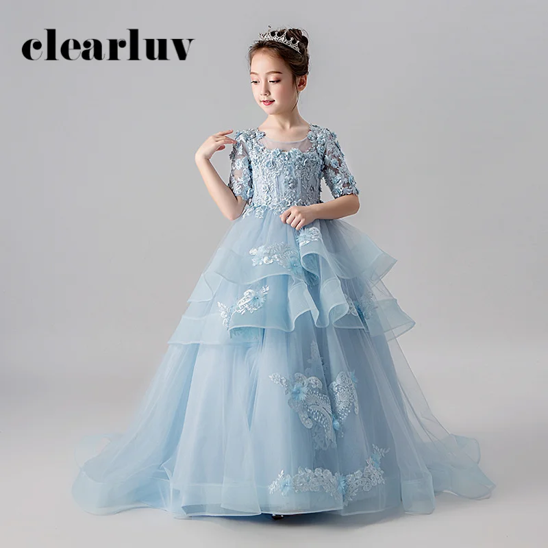 Girls Princess Dress Blue Pearls Elegant Flower Girl Dresses for Weddings B011 2020 New Half Sleeve Appliques Flowers Ball Gown
Girls Princess Dress Blue Pearls Elegant Flower Girl Dresses for Weddings B011 2020 New Half Sleeve Appliques Flowers Ball Gown