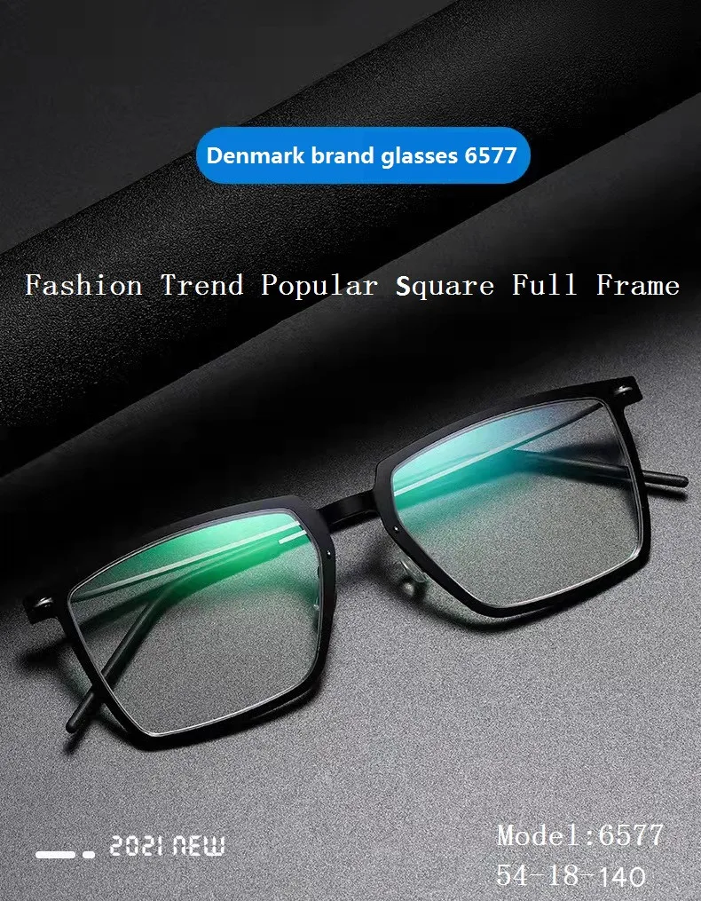 

Denmark Brand Titanium Acetate Square Glasses Frame Women Ultralight Screwless Eyewear 6577 Men Myopia Prescription Eyeglasses