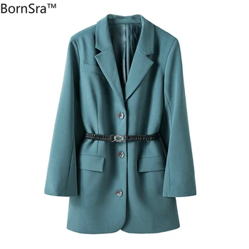 BornSra Elegant Loose Women Blazer Spring Notched Collar Outerwear Blaser Sashes Single-breasted Female Suit Jacket femme 2020 
BornSra Elegant Loose Women Blazer Spring Notched Collar Outerwear Blaser Sashes Single-breasted Female Suit Jacket femme 2020
