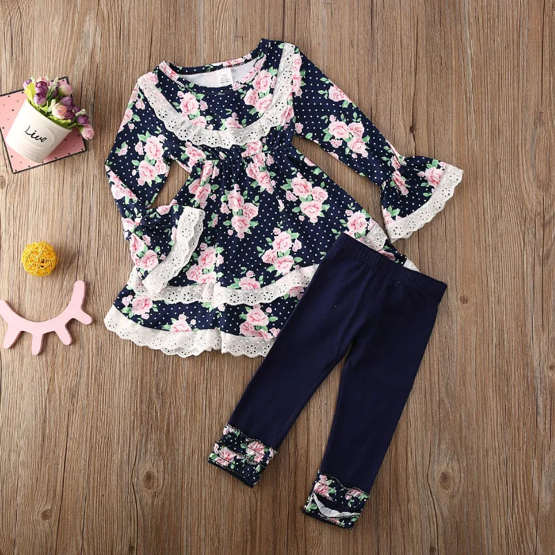 Floral Kids Baby Girl Outfits Clothes Lace Flares Long Sleeve O-Neck Tops Dress Leggings Autumn/Spring Set
Floral Kids Baby Girl Outfits Clothes Lace Flares Long Sleeve O-Neck Tops Dress Leggings Autumn/Spring Set