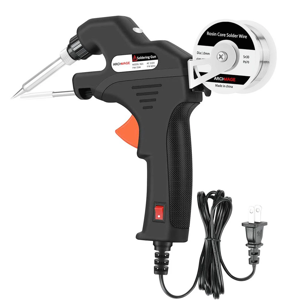 5 in 1 Automatic Electronics Solder Iron Gun Kit Soldering Gun Tools with Solder Wire and 2 Tweezers for Circuit Board Repair
5 in 1 Automatic Electronics Solder Iron Gun Kit Soldering Gun Tools with Solder Wire and 2 Tweezers for Circuit Board Repair