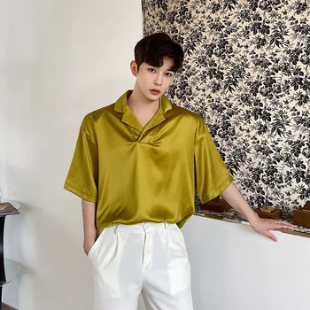 Male Japan Korea Streetwear Vintage Fashion Loose Shirts Men Satin-style Fabric Short Sleeve Casual Pullover Shirts 
Male Japan Korea Streetwear Vintage Fashion Loose Shirts Men Satin-style Fabric Short Sleeve Casual Pullover Shirts