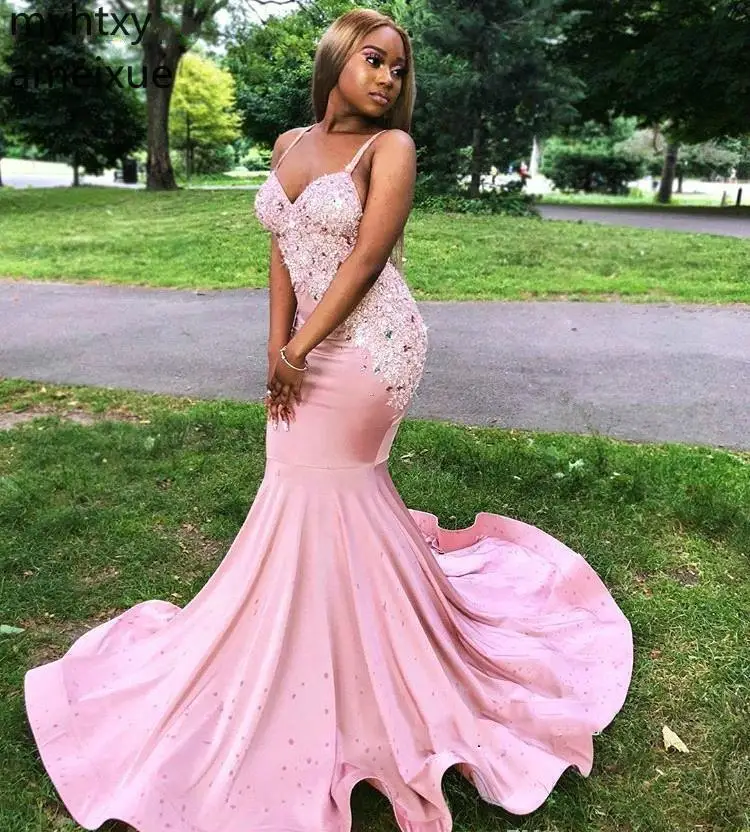 Фото New Pink Sexy South African Black Girls Prom Event Dresses 2021 Nigeria Spaghetti Straps Wear Party Gowns Plus Size Custom Made | Свадьбы и
