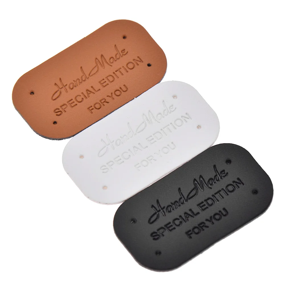 Lychee Life 24Pcs Handmade Clothes Garment PU Leather Labels Jeans Bags Shoes Tags Diy Sewing Accessories
