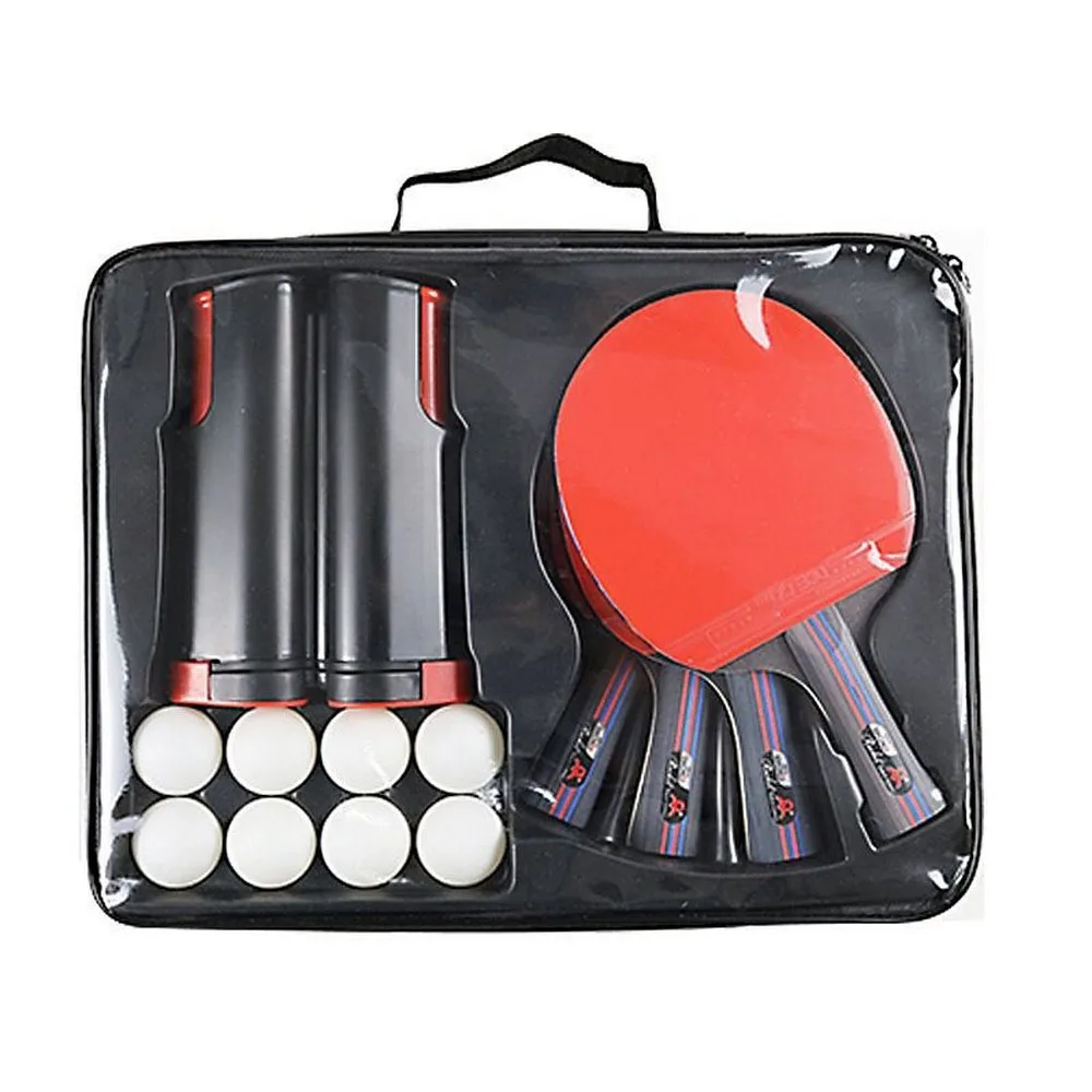 Table Tennis Racket Set 4PCS Double Face Pimples-in Rubber Short Handle Ping Pong Bat With 8pcs Table Tennis Balls Kits
Table Tennis Racket Set 4PCS Double Face Pimples-in Rubber Short Handle Ping Pong Bat With 8pcs Table Tennis Balls Kits