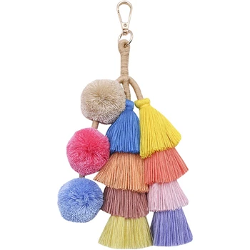 Colorful Handmade Boho Pom Pom Tassel Bag Charm Key Chain Tassel Keychain
Colorful Handmade Boho Pom Pom Tassel Bag Charm Key Chain Tassel Keychain
