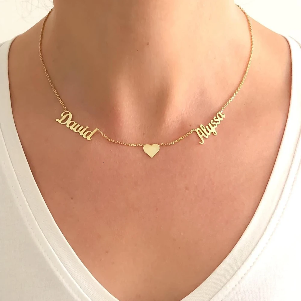 Custom Jewelry Double Name Necklace With One heart For Lovers Personalized Gold Stainless Steel Two Name Nameplate Pendant BFF
Custom Jewelry Double Name Necklace With One heart For Lovers Personalized Gold Stainless Steel Two Name Nameplate Pendant BFF