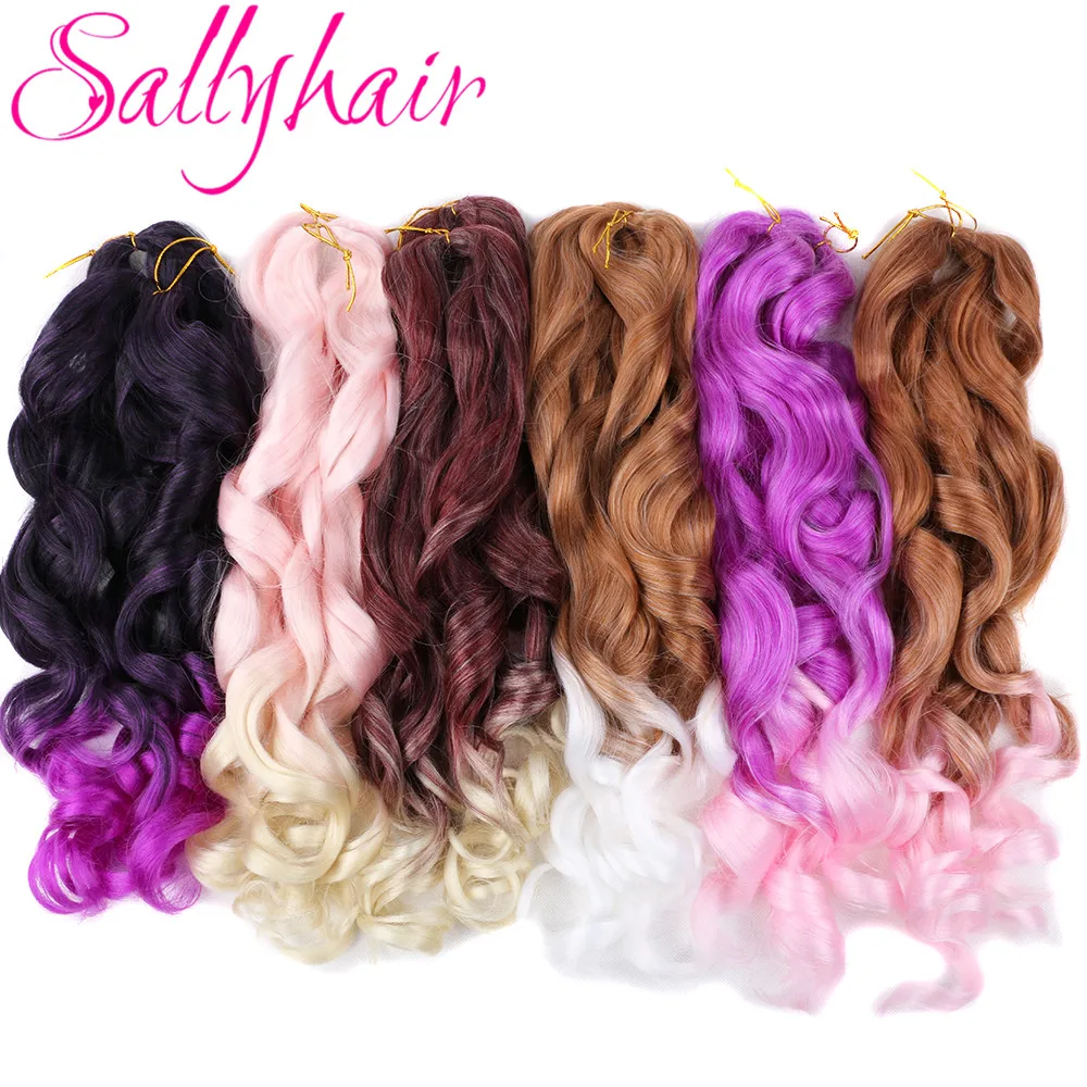 

22 inch Synthetic French Curly Crochet Braids Hair Spiral Curls Bulk Ombre Blonde Loose Wave Braiding Hair Extensions For Women