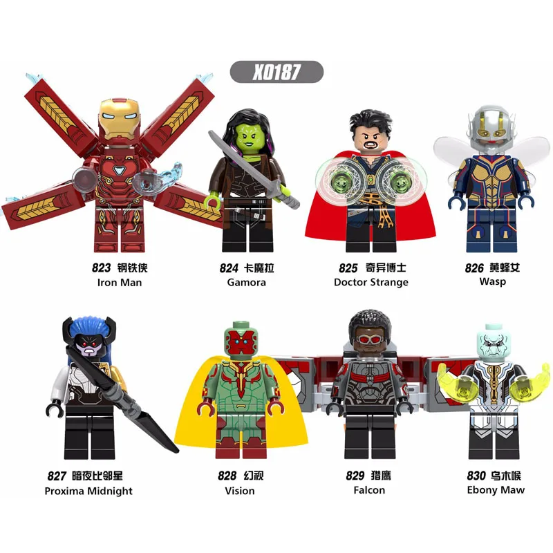 Single Sale Building Blocks Super Heroes Infinity War Iron Man Doctor Stranger Pretty Proxima Gamora Wasp Children Toys X0187
Single Sale Building Blocks Super Heroes Infinity War Iron Man Doctor Stranger Pretty Proxima Gamora Wasp Children Toys X0187