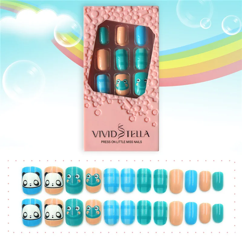 Panda Press on False Nails in Box Pre-glue Short Cute Flog Children Fake Nails Kids Girl 5-20 Years DIY Manicure Beauty Tools
Panda Press on False Nails in Box Pre-glue Short Cute Flog Children Fake Nails Kids Girl 5-20 Years DIY Manicure Beauty Tools