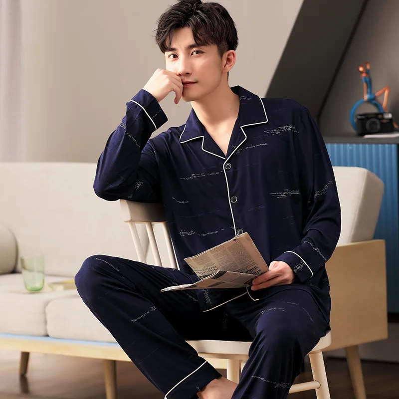 Ensemble Homme Pajamas Men's Spring and Autumn Modal Cotton Silk Long-sleeved Home Service Large Size Casual Suit Pigiama Uomo
Ensemble Homme Pajamas Men's Spring and Autumn Modal Cotton Silk Long-sleeved Home Service Large Size Casual Suit Pigiama Uomo
