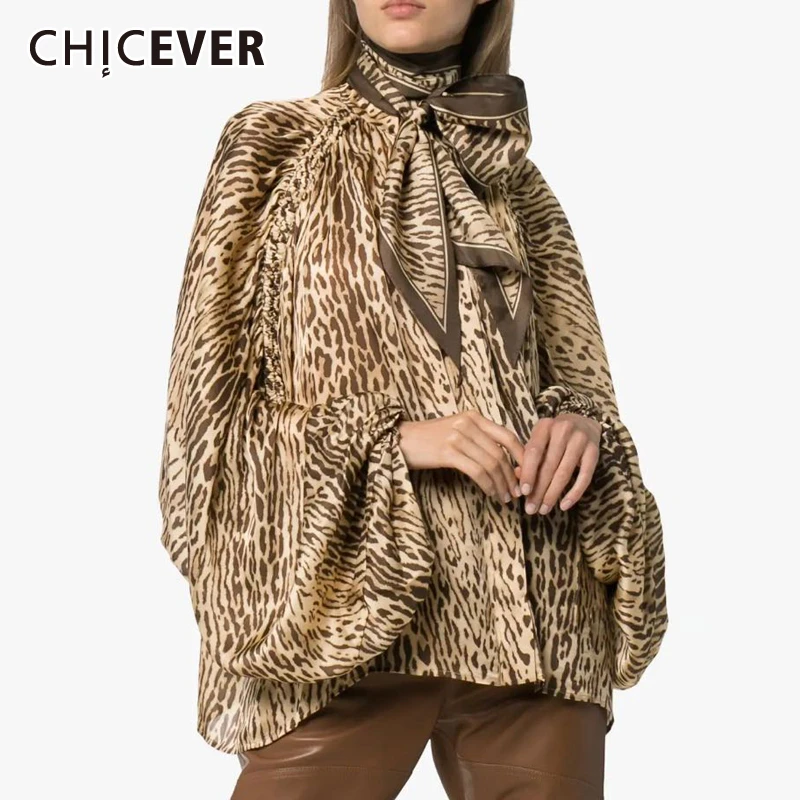 CHICEVER Vintage Leopard Women's Shirt Stand Collar Lantern Sleeve Loose Lace Up Bowknot Large Size Blouse Female 2019 Fashion
CHICEVER Vintage Leopard Women's Shirt Stand Collar Lantern Sleeve Loose Lace Up Bowknot Large Size Blouse Female 2019 Fashion