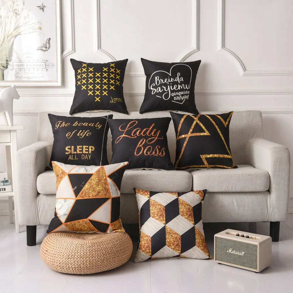 Pillow Sham Black Golden Geometric Pillow Cover Decorative Linen Yellow Heart Retro Southeast Asian Style Waist Rest Pillowcase
Pillow Sham Black Golden Geometric Pillow Cover Decorative Linen Yellow Heart Retro Southeast Asian Style Waist Rest Pillowcase